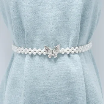 Поясная верига с цветя модел, универсален колан, колан за рокля с перли и диаманти, дамски колан, сватбен дизайн на женски колан с перли