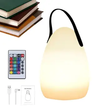 Преносима настолна лампа с led подсветка, USB, акумулаторна настолна нощна лампа, 6 нива на осветление, 16 цвята, променящия цвета, RGB, детска лампа, акумулаторна