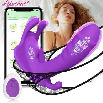Приложение Bluetooth Вибратор Вибратор и Стимулатор на точката G, на клитора, вибриращи бикини с пеперуда, еротични секс играчки за жени, мастурбатор за оргазъм