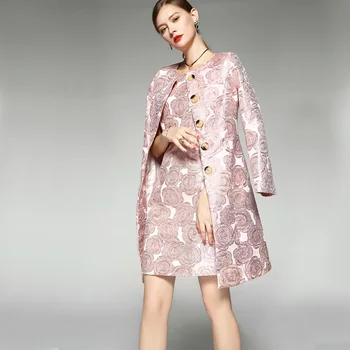 Пролет-есен жаккардовое палта за жени с дълъг ръкав, есенни windbreakers за прекрасни момичета, корейски, палта, дамски тренч