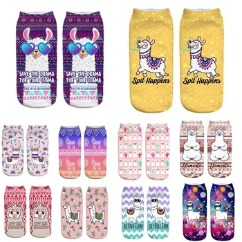 Пролет-лято корейски модни дамски чорапи с забавен инопланетянином, кавайным 3D животно, ежом, альпакой, творчески къси чорапи, щастливи празнични подаръци