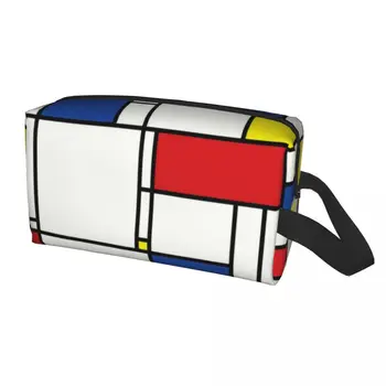 Пътна чанта за тоалетни принадлежности Piet Mondrian в минималистичном стил, модерен органайзер за козметика за съвременно изкуство, козметични органайзер за съхранение на козметика, калъф за набиране Dopp