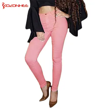 Розови дънки-участък за жени с ниска еластичност на бедрата; тесни дънки-молив #70