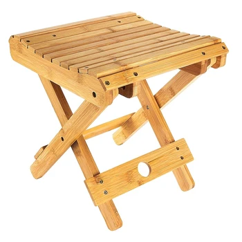 Сгъваем бамбуков стол-стълбище, натурален сгъваема табуретка за сядане, крачета за душата, за бръснене и поставка за краката, за деца, жени с увреждания, възрастни хора, удобен инструмент