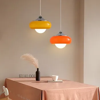 Скандинавските дизайнерски стъклени висящи лампи Творчески яйчен пай Hanglamp Кухненски осветителни тела Реколта домашна лампа Декор за хола