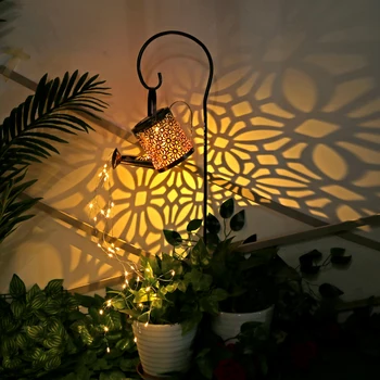 Слънчевата led градинска лейка, лампа с венец, страхотна украса на градината, градински орнаменти, декоративни лампи за двора