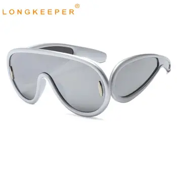 Слънчеви очила с големи размери, дамски выпученные очите, сребрист, черен, едно парче, уникален дизайн, слънчеви очила в стил пънк, дамски ежедневни облекла за партита, висока градинска облекло
