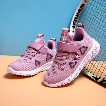 Спортни обувки за малките момичета, есен нова детска дишащи обувки с двойна мрежа за по-големите деца, студенти, розова детски обувки wild snekers ежедневни