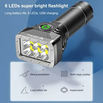 Супер ярко фенерче на далечни разстояния, акумулаторна батерия led лампа с четири степени за дома на открито преносим светлинен фенерче спешна работа