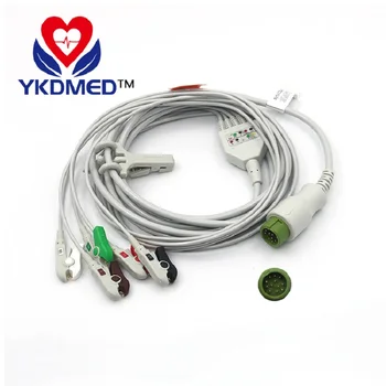 Съвместим с наблюдение на пациента марка MINDRAY, 12-пинов unibody кабел на пациента с 5 заключения, медицински аксесоари за ЕКГ, безплатна доставка