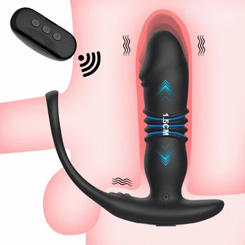 Телескопична вибратор, масаж на простатата, анален накрайник, стимулатор на простатата, задържане на еякулацията, пръстен за пенис вибратори, секс играчки за мъже, гей