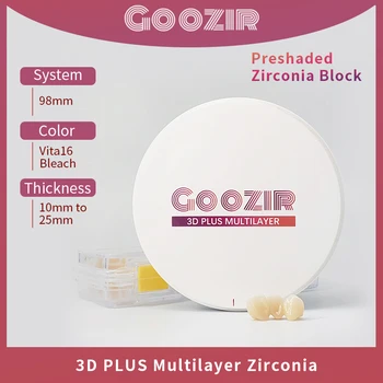 Търговия на едро с Високо качество GOOZIR 98 мм BL1 3D Многослоен CAD / CAM Dentmill циркониевый керамичен блок / Всички видове стоматологични циркониевых блокове GOOZIR / Dentmill