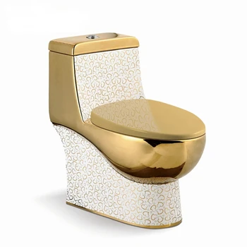 Художествени златен едно парче тоалетна чиния за миене на съдове с гравитационным поток в европейски стил