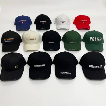 Черни шапки VETEMENTS, регулируеми ежедневни бейзболни шапки, бродирани с логото на писмото, козирка с оцветяване