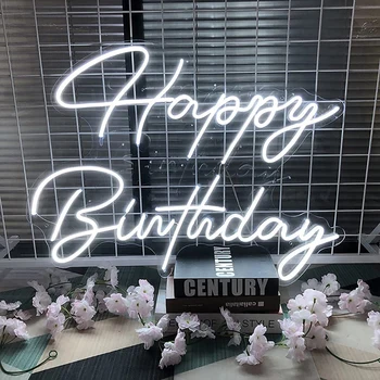 Честит рожден Ден, неонова реклама, блестящо стенни потребителски неонови светлини за спални, led знак за рожден ден, украса за сватбени партита